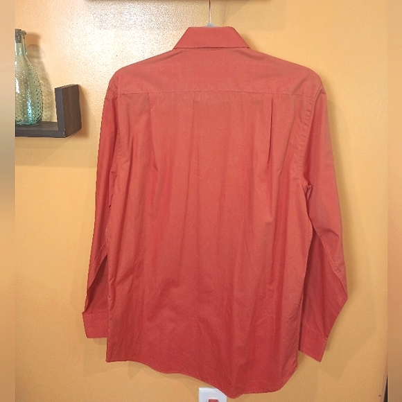Croft & Barrow Orange Button Down Long Sleeve Single Breast Pocket Shirt Size S - Picture 8 of 9